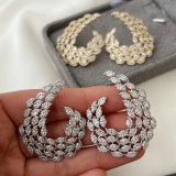 Pave zircon leaf earrings