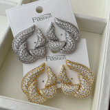 Pave zircon leaf earrings