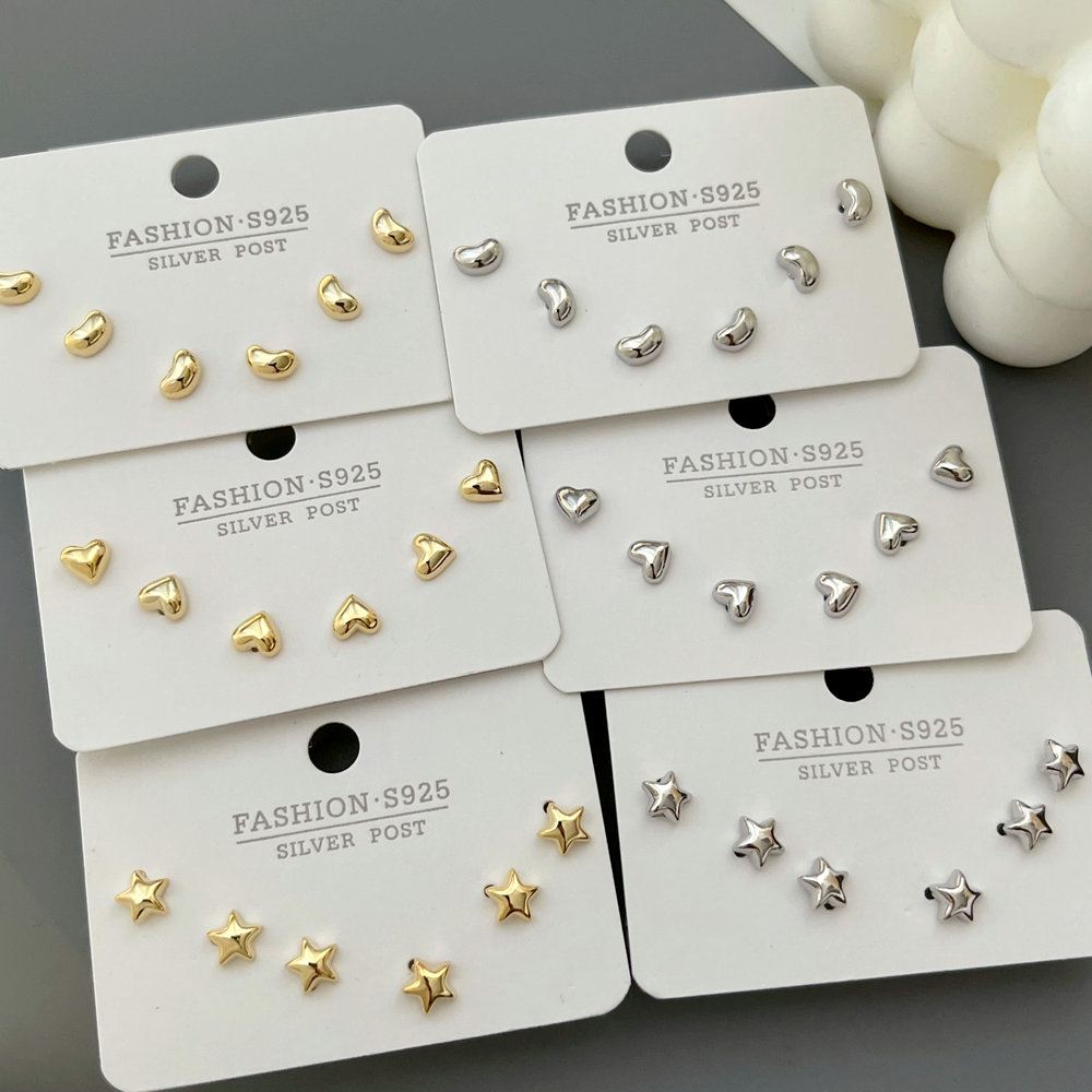 Metal star heart set earrings
