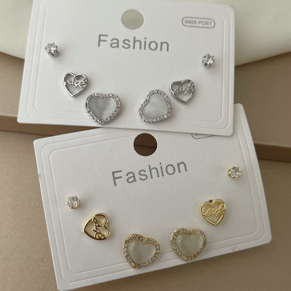 Pave set heart earrings