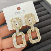 Pave zircon square earrings
