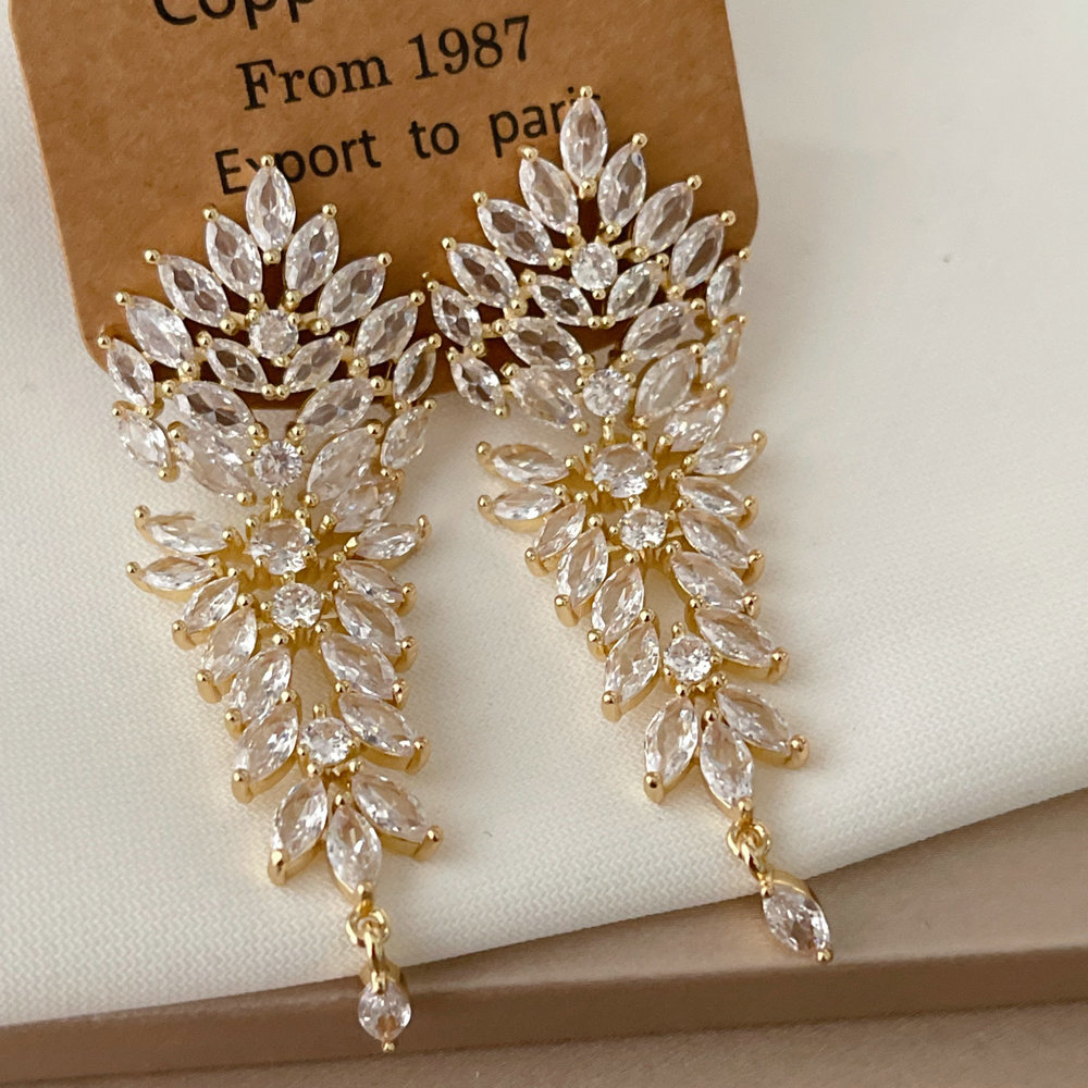 Pave zircon fine party earrings