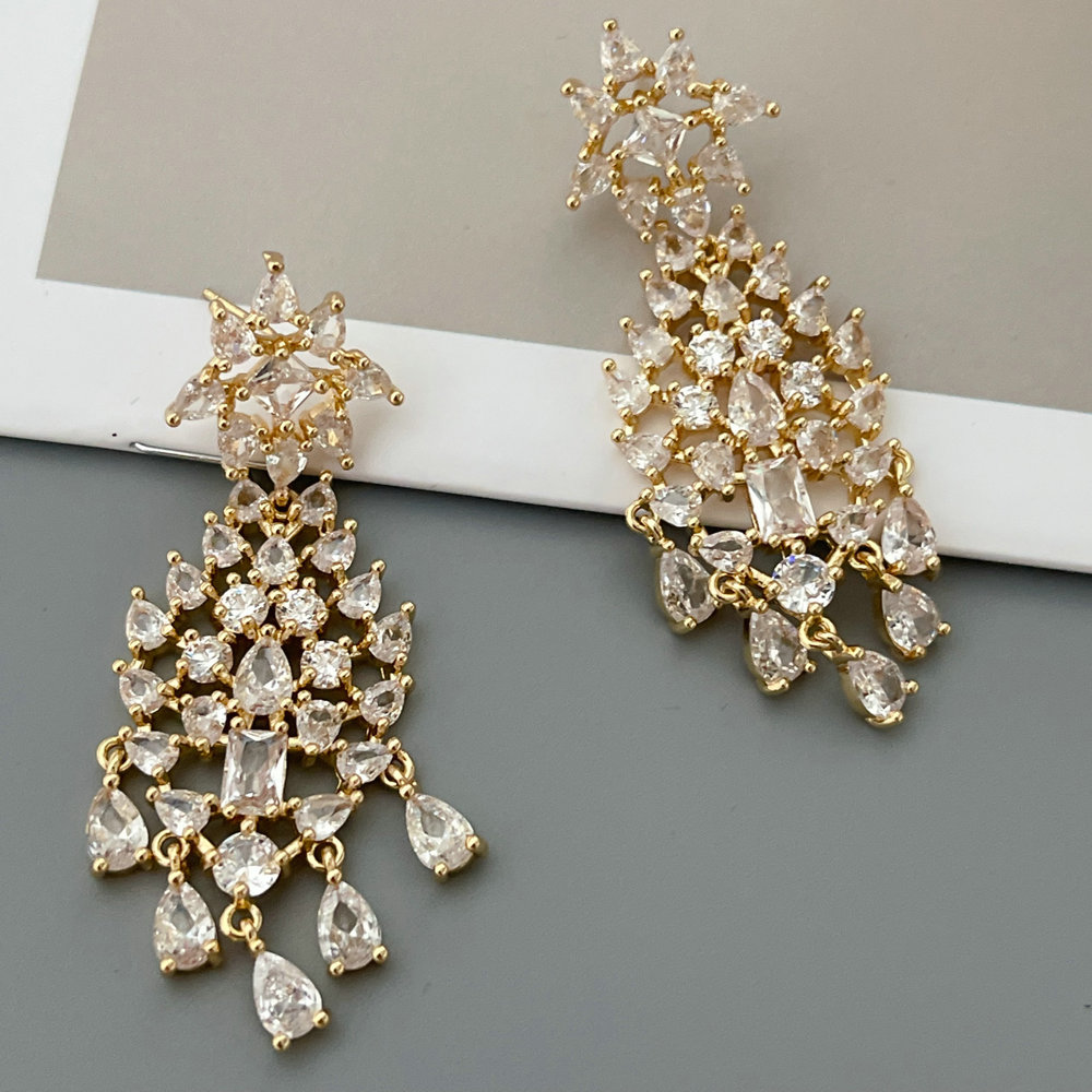 Pave zircon fine earrings