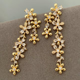 Pave zircon flower earrings