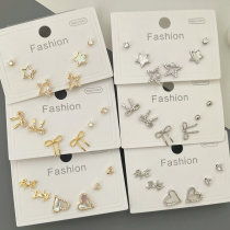 Pave heart set earrings