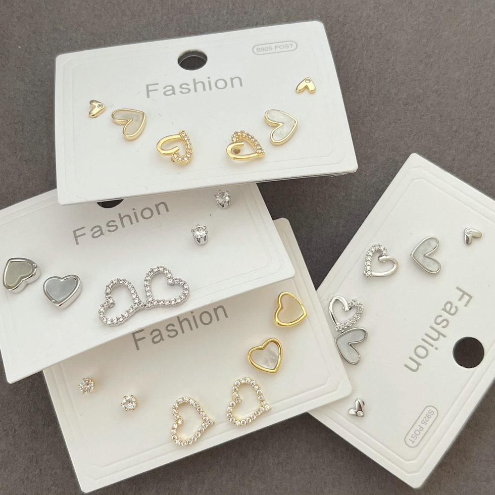 Pave zircon heart earrings