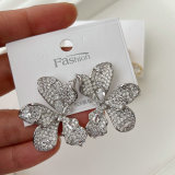 Pave zircon flower earrings