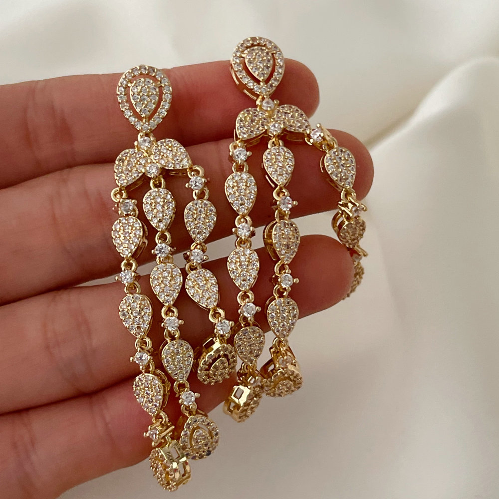 Pave zircon tassel earrings