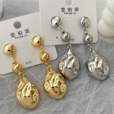 Metal teardrop long earrings