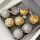 Pave zircon ball earrings