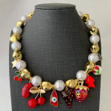 Cherry charm bead necklace