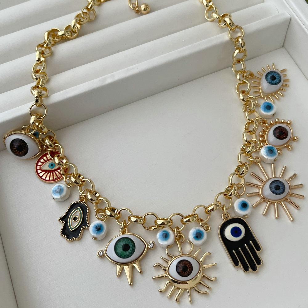 Eye charm necklace