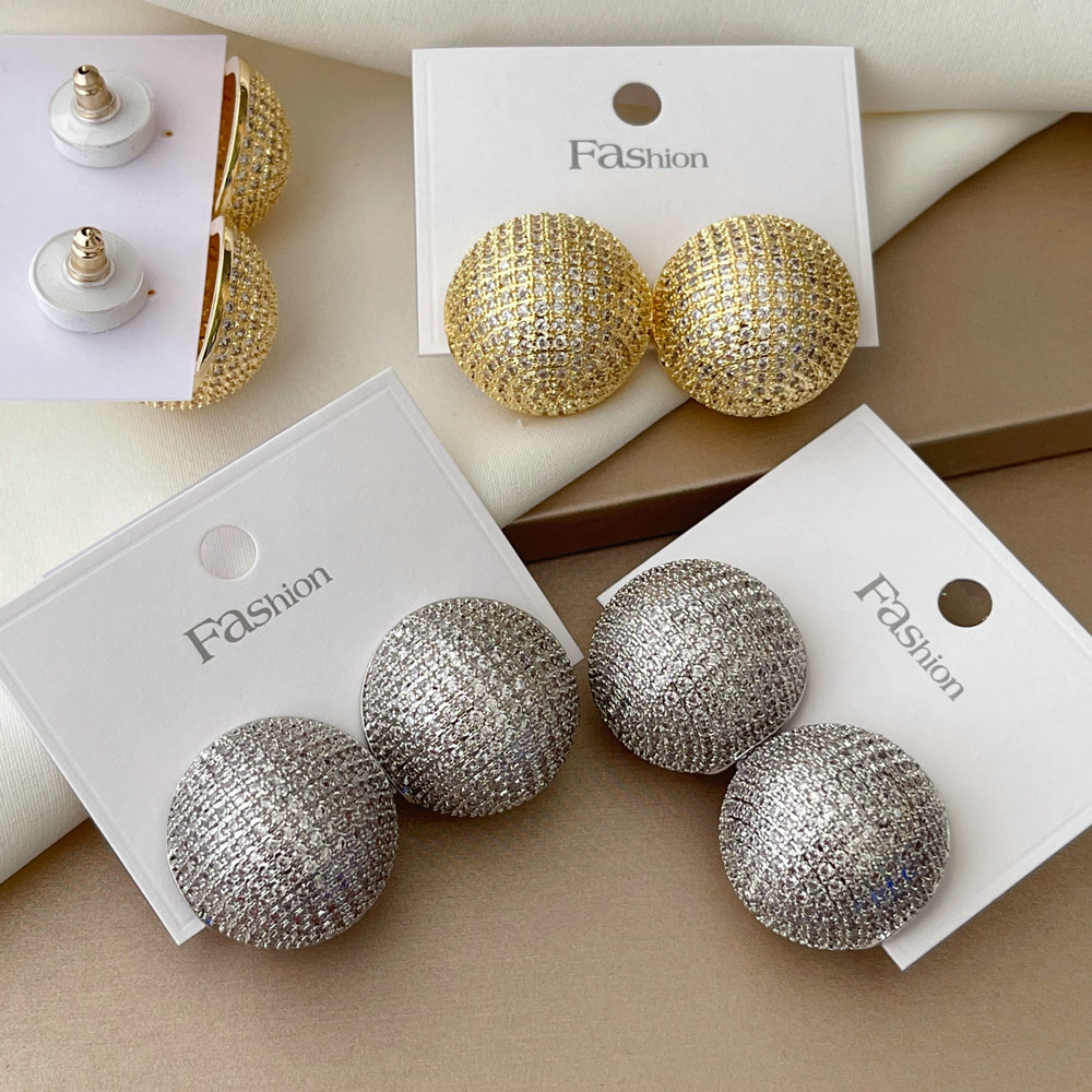 Pave zircon ball earrings