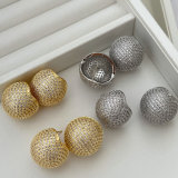 Pave zircon ball earrings
