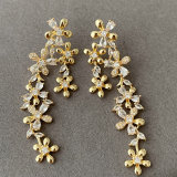 Pave zircon flower earrings