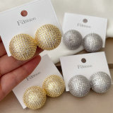 Pave zircon ball earrings