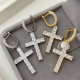 Pave zircon cross pendant earrings