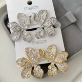 Pave zircon flower earrings