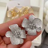 Pave zircon chunky flower earrings