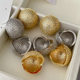 Pave zircon ball earrings