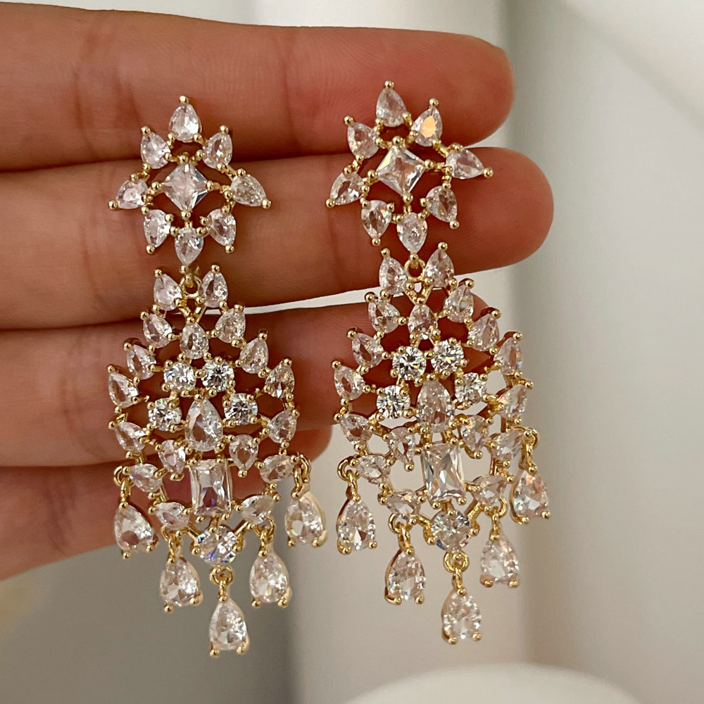 Pave zircon fine earrings