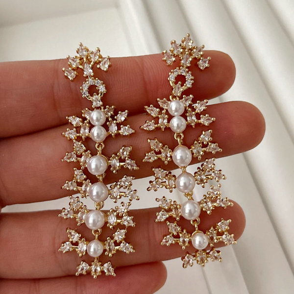 Pave leaf earrings