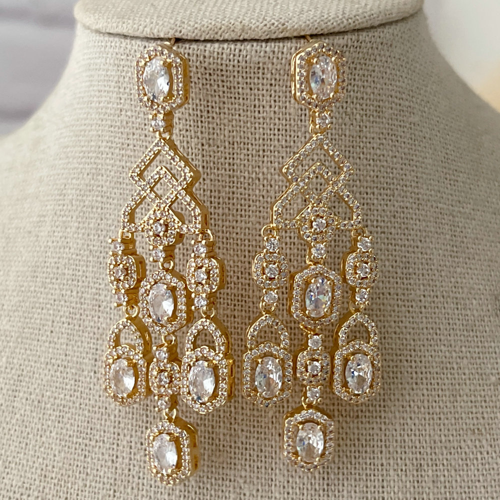 Pave zircon party earrings