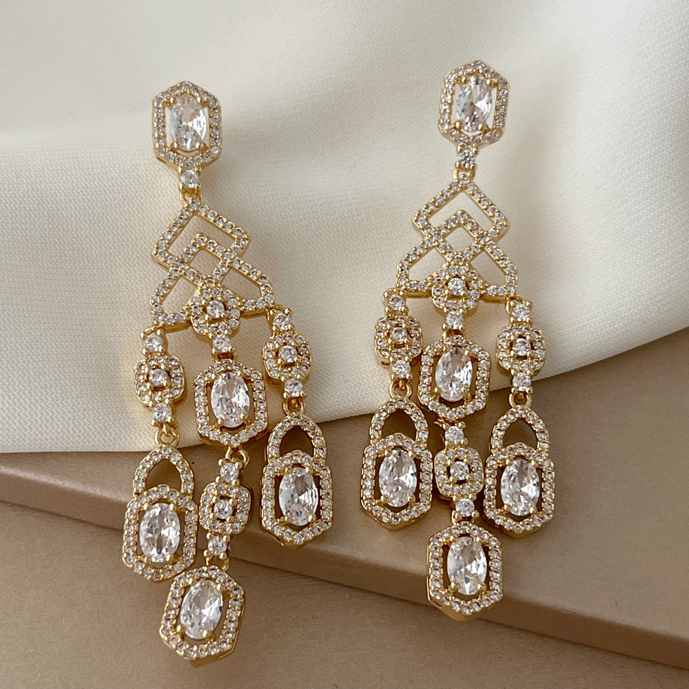 Pave zircon party earrings