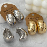 Metal chunky moon earrings