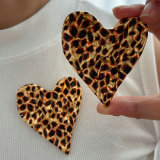 Leopard print peach heart brooch