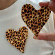 Leopard print peach heart brooch