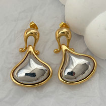 Metal two tone teardrop earrings