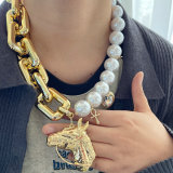 Chunky chain with horse pendant