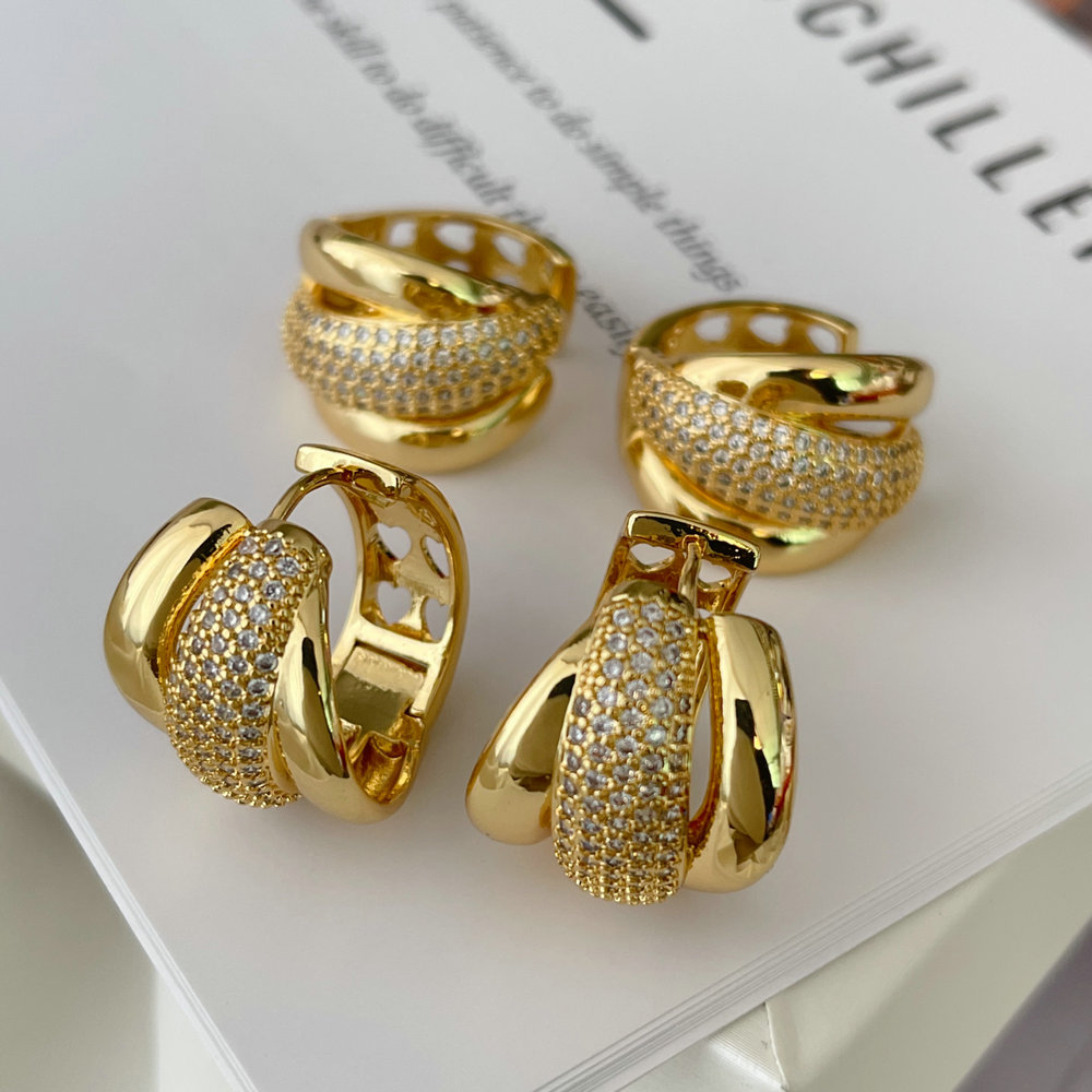 Pave zircon twist earrings
