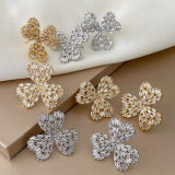 Pave zircon clover earrings