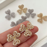 Pave zircon clover earrings