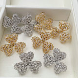 Pave zircon clover earrings