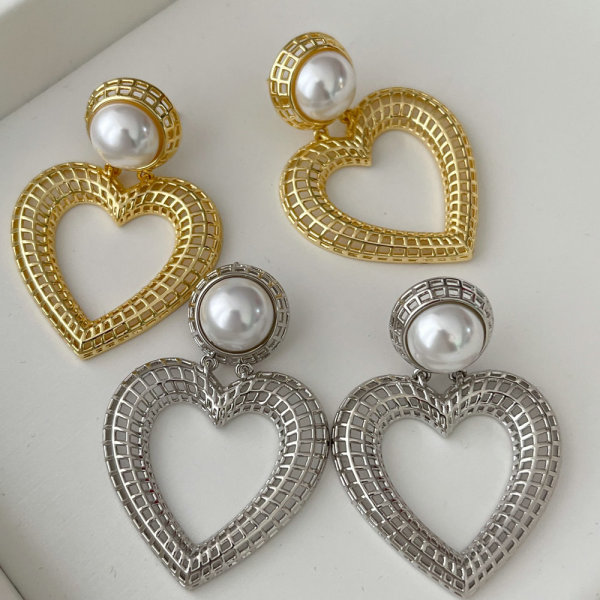Heart charm earrings