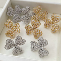 Pave zircon clover earrings