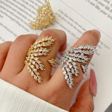 Pave zircon wing ring