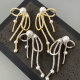Pave zircon bow pearle earrings