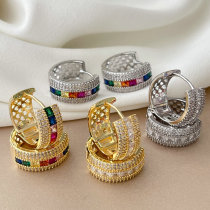 Pave zircon round hoop