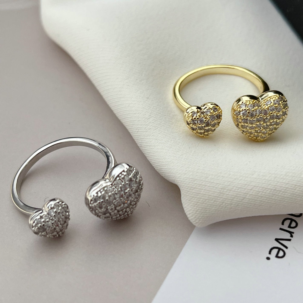 Pave zircon heart ring