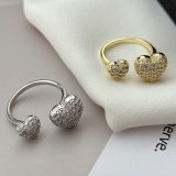Pave zircon heart ring