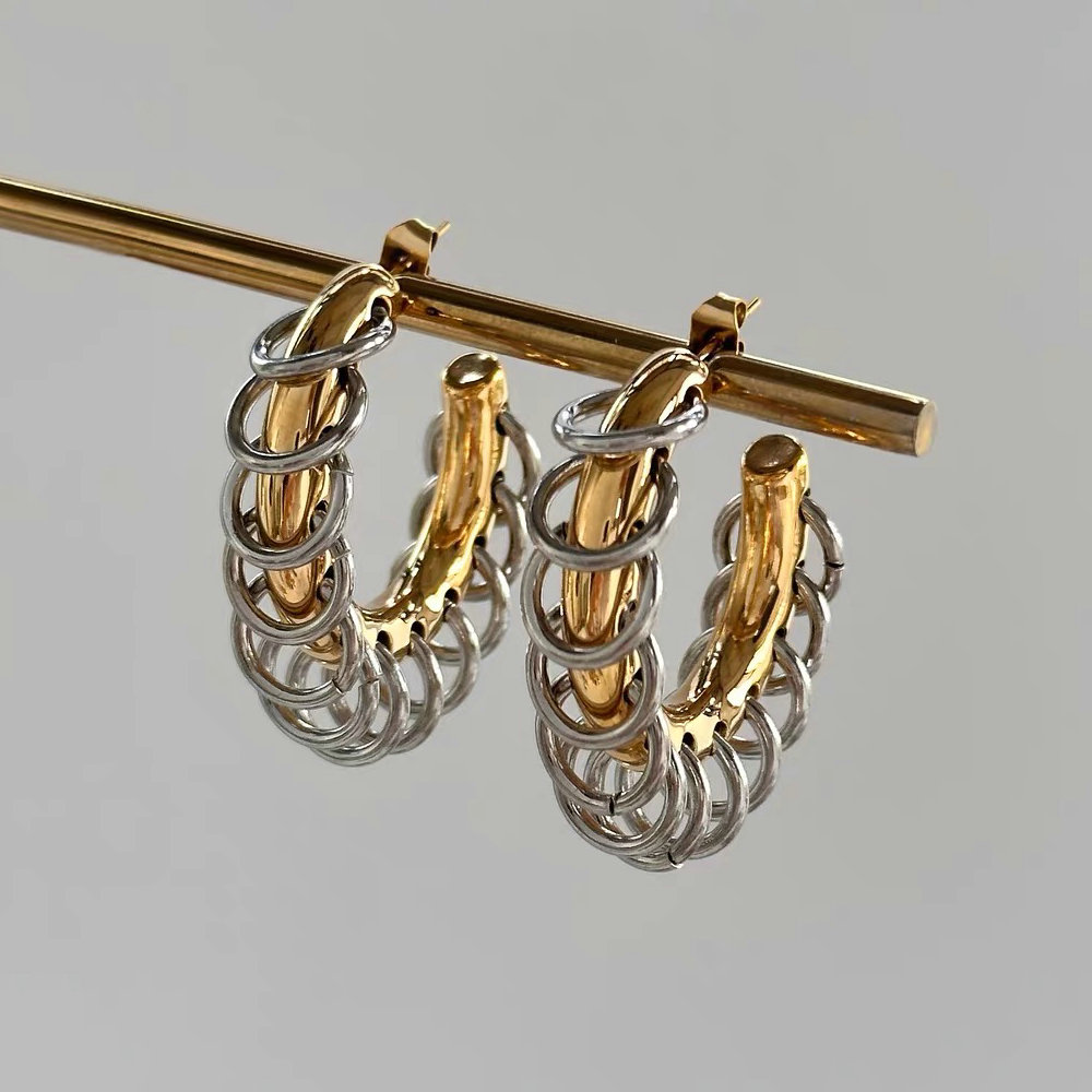 Metal two tone circle hoop