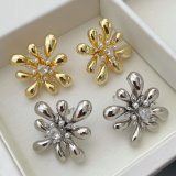 Pave flower earrings