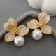 Pave zircon pearl flower earrings