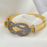 Pave two tone twist bangle