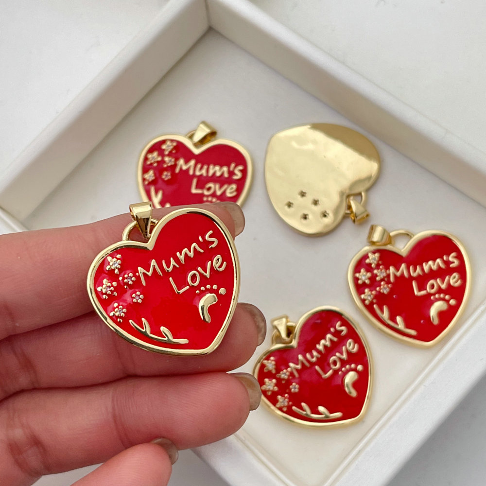 Red enamel heart charm