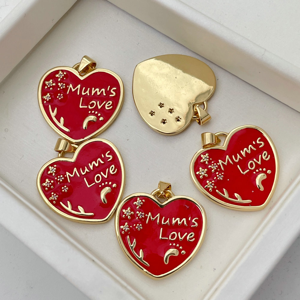 Red enamel heart charm